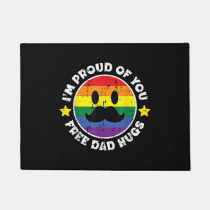 Proud Of You Free Dad Hugs Funny Gay Pride Ally LG Doormat