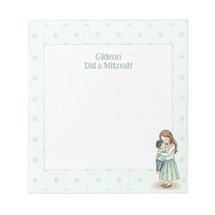 Proud of You! Mum & Son Hug Personalised Mitzvah Notepad
