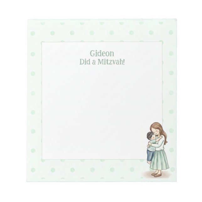 Proud of You! Mum & Son Hug Personalised Mitzvah Notepad (Front)