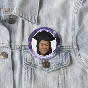 Proud Of Your Graduate Photo Button Purple