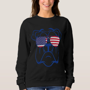 Proud Old English Bulldog American Flag Sunglasses Sweatshirt