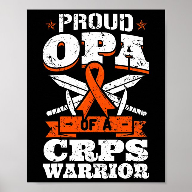 Proud Opa Of A CRPS Warrior RSD Awareness Ribbon R Poster (Front)