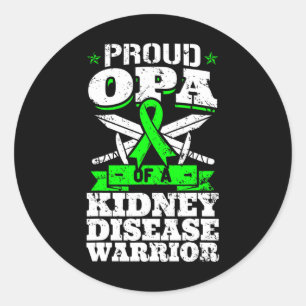 Proud Opa Of A Kidney Disease Warrior Awareness Gr Classic Round Sticker