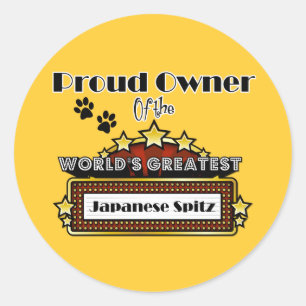 Proud Owner World's Greatest Japanese Spitz Classic Round Sticker