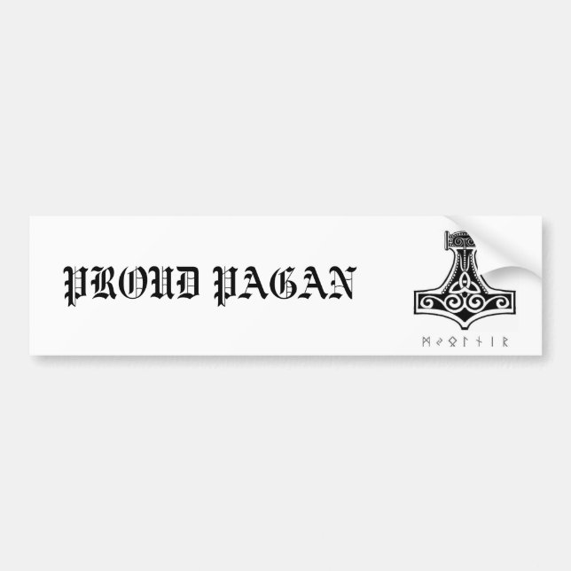 Proud Pagan/Mjolnir Bumper Sticker (Front)