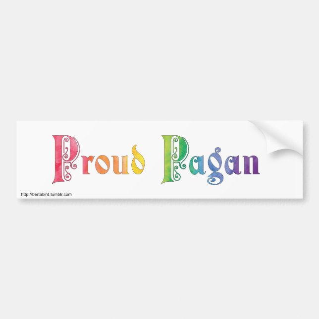 PROUD PAGAN Rainbow Bumper Sticker (Front)