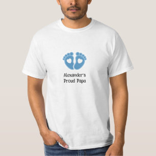 "Proud Papa" Baby Boy Blue Footprints T Shirt