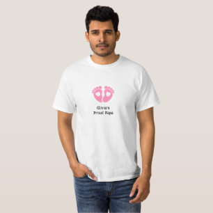 "Proud Papa" Baby Girl Pink Footprints T Shirt