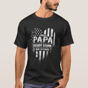 Proud Papa Dad Desert Storm War Veteran American F T-Shirt