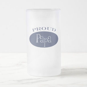 proud papa frosted glass beer mug