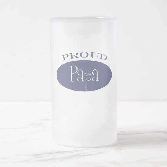 proud papa frosted glass beer mug (Center)