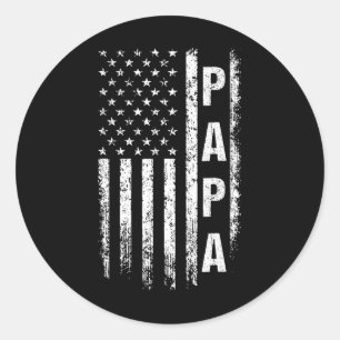 Proud Papa Funny Fathers Day 2024 Gifts Dad Americ Classic Round Sticker