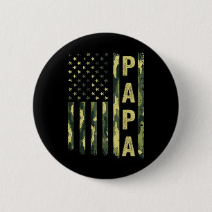 Proud Papa Funny Fathers Day Dad America Usa Flag 6 Cm Round Badge