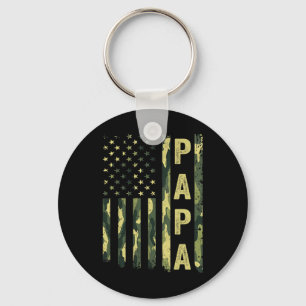 Proud Papa Funny Fathers Day Dad America Usa Flag Key Ring