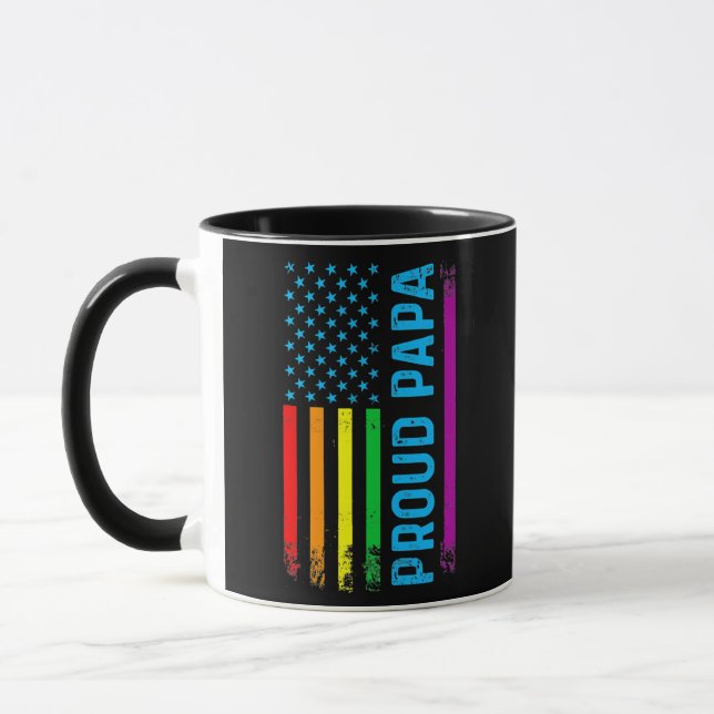 Proud Papa Grandpa Dad LGBT LGBTQ Gay Pride Mug (Left)