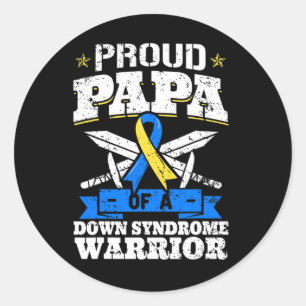 Proud Papa Of A Down Syndrome Warrior Down's Triso Classic Round Sticker