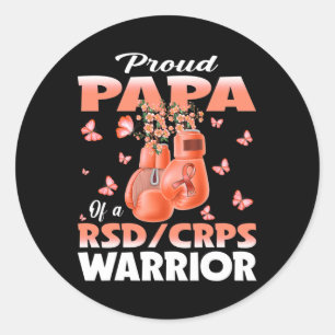 Proud Papa Of A Rsd Crps Warrior Awareness Boxing Classic Round Sticker