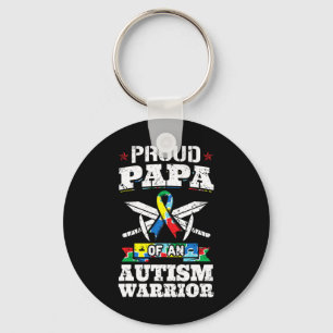 Proud Papa Of An Autism Warrior Awareness Ribbon F Key Ring