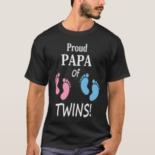 Proud Papa of Boy and Girl Twins for Dad or Grandp T-Shirt