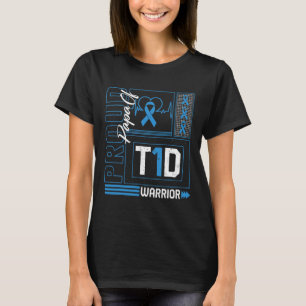 Proud Papa Of T1d Warrior Ribbon Diabetes Awarenes T-Shirt