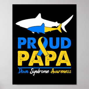 Proud Papa Shark Down Syndrome Awareness Day Ribbo Poster