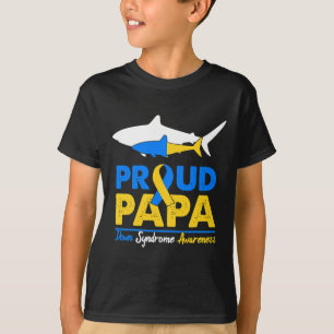 Proud Papa Shark Down Syndrome Awareness Day Ribbo T-Shirt