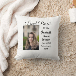 proud parent graduate add photo name class year cushion