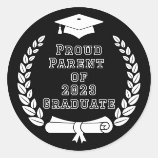 Proud Parent of 2023 Graduate (white letters) Classic Round Sticker