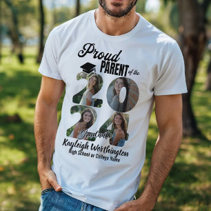Proud Parent of 2024 Graduate Custom Photo Collage T-Shirt