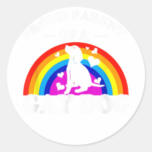 Proud parent of a gay dog LGBT funny rainbow dog a Classic Round Sticker
