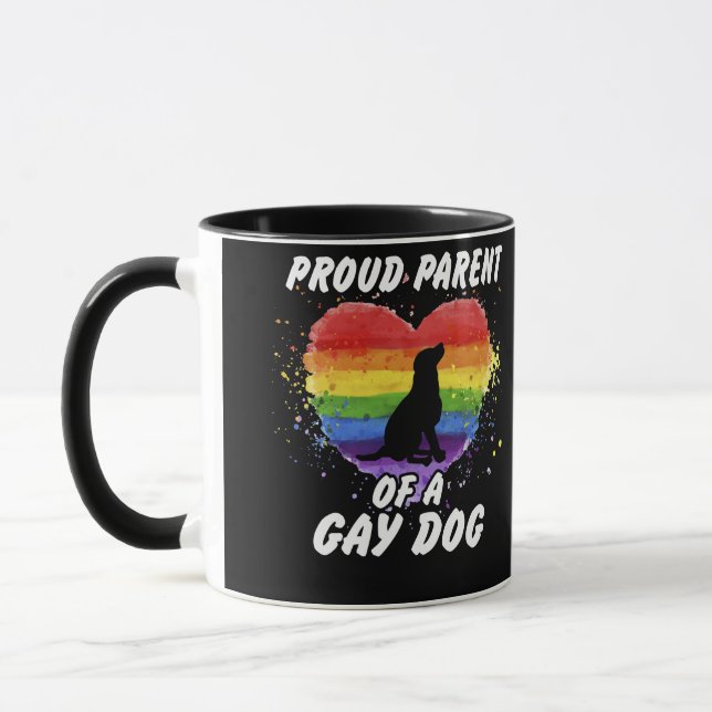 Proud Parent Of A Gay Dog LGBT Pride Mug (Left)