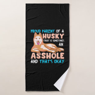 Proud Parent Of A Husky Dog Bath Towel