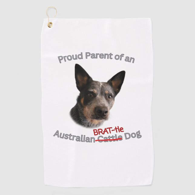 Proud Parent of Australian Brattle Dog Strike Golf Towel (Front)