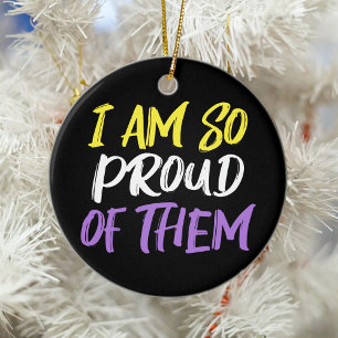 Proud Parent of Nonbinary Child Mom or Dad Ceramic Tree Decoration