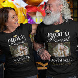 Proud Parent of the Graduate Photo T-Shirt<br><div class="desc">Elegant graduation celebration t-shirt featuring a graduates mortarboard,  a photo of your son or daughter,  the saying "proud parent of the graduate",  their name,  place of study,  and class year.</div>
