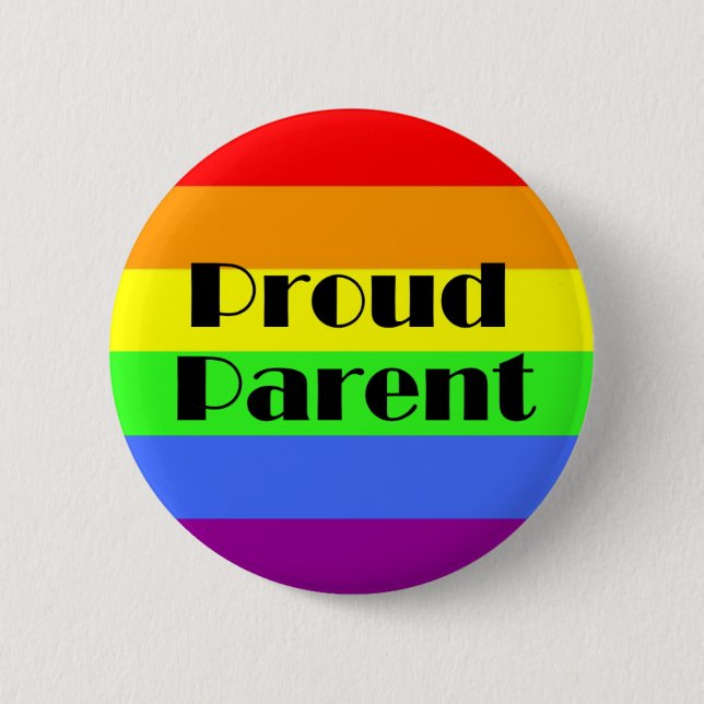 Proud parent on rainbow background 6 cm round badge (Front)