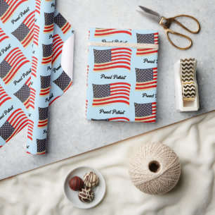 Proud Patriot American Flag, USA Independence Day Wrapping Paper