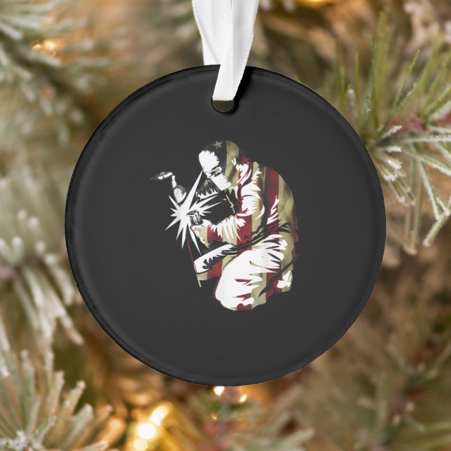 Proud Patriotic American Welder GIft Ornament (Tree)
