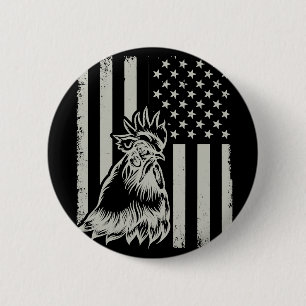 Proud Patriotic Chicken Rooster Farmer Lover Ameri 6 Cm Round Badge