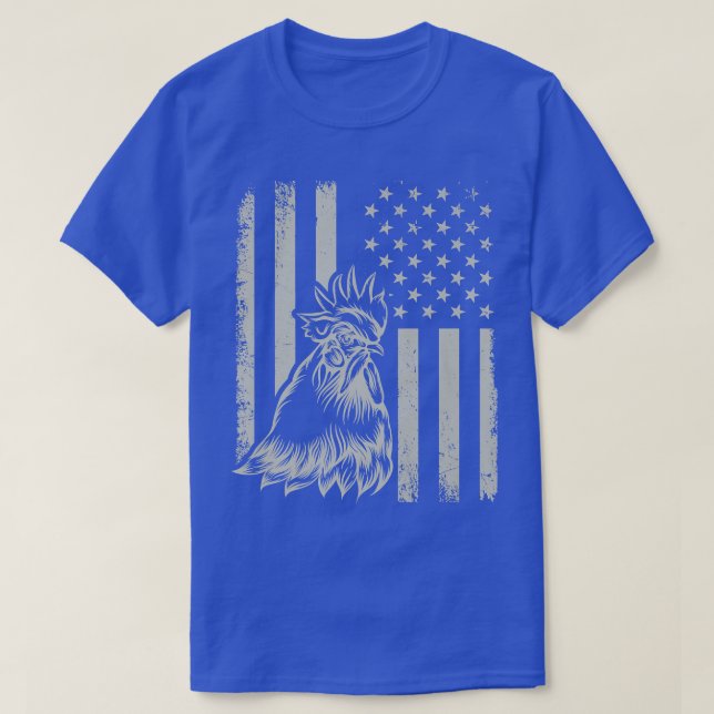 Proud Patriotic Chicken Rooster Farmer Lover Ameri T-Shirt (Design Front)