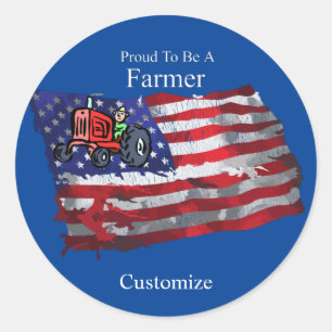 Proud Patriotic Farmer Flag Thunder_Cove Classic Round Sticker