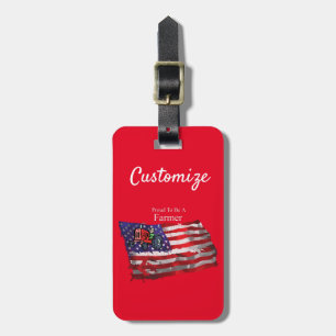 Proud Patriotic Farmer Flag Thunder_Cove Luggage Tag