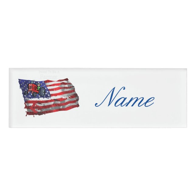 Proud Patriotic Farmer Flag Thunder_Cove Name Tag (Front)