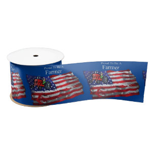 Proud Patriotic Farmer Flag Thunder_Cove Satin Ribbon