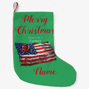 Proud Patriotic Farmer Flag Thunder_Cove  Small Christmas Stocking
