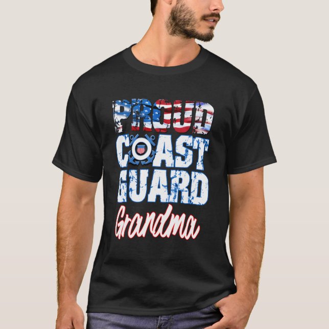 Proud Patriotic Usa Coast Guard Grandma Usa Flag W T-Shirt (Front)