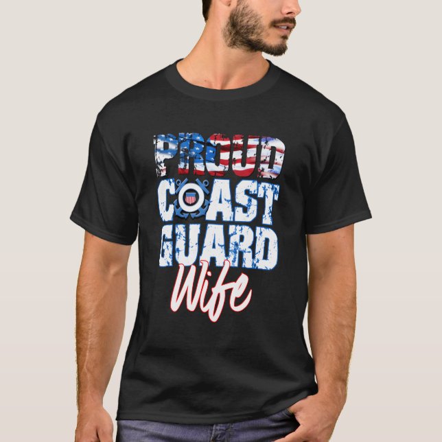 Proud Patriotic Usa Coast Guard Wife Usa Flag Wome T-Shirt (Front)