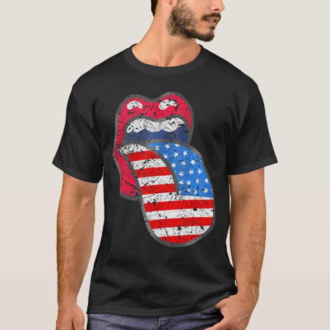 Proud Patriotic Women Tongue Lips American Flag 4T T-Shirt (Front)