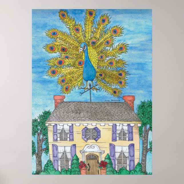 Proud Peacock Poster Print (Front)