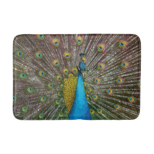 Proud Peacock with Royal Plumage Bath Mat
